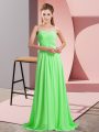Comfortable Sleeveless Chiffon Sweep Train Criss Cross Prom Gown in with Beading