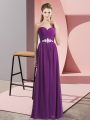 On Sale Floor Length Empire Sleeveless Purple Prom Evening Gown Lace Up