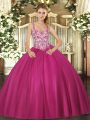 Glorious Sleeveless Lace Up Floor Length Beading and Appliques Quinceanera Gowns
