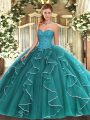 Dramatic Sleeveless Lace Up Floor Length Beading and Ruffles Sweet 16 Dresses