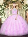 Lilac Zipper Scoop Lace and Ruffles Sweet 16 Dress Tulle Sleeveless