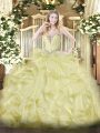 Dynamic Ball Gowns Sweet 16 Dress Yellow Sweetheart Organza Sleeveless Floor Length Lace Up