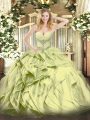 Floor Length Olive Green Quinceanera Gown Sweetheart Sleeveless Lace Up