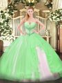 Fancy Sleeveless Tulle Lace Up Quinceanera Gowns for Military Ball and Sweet 16 and Quinceanera