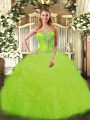 Flirting Floor Length Ball Gowns Sleeveless Yellow Green Vestidos de Quinceanera Lace Up