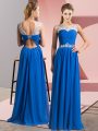 Chiffon Sleeveless Floor Length Party Dress for Girls and Beading