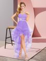 Pretty Lavender Lace Up Sweetheart Beading Prom Gown Tulle Sleeveless