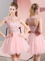 Delicate Scoop Sleeveless Tulle Juniors Party Dress Beading and Appliques Side Zipper