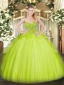 Sweetheart Sleeveless Lace Up Vestidos de Quinceanera Yellow Green Tulle