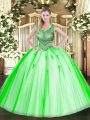 Discount Scoop Lace Up Beading Ball Gown Prom Dress Sleeveless