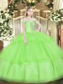 Stylish Beading and Ruffled Layers Ball Gown Prom Dress Lace Up Sleeveless Floor Length