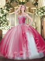 New Style Coral Red Lace Up Sweet 16 Quinceanera Dress Beading and Ruffles Sleeveless Floor Length