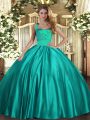 Beauteous Turquoise Sleeveless Floor Length Ruching Lace Up Quinceanera Gowns