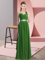 Sleeveless Chiffon Floor Length Lace Up Womens Party Dresses in Green with Beading