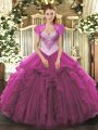 Tulle Sleeveless Floor Length 15 Quinceanera Dress and Beading