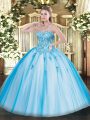 Gorgeous Sweetheart Sleeveless Tulle Quinceanera Gowns Appliques Lace Up