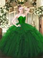 Amazing Green Ball Gowns Sweetheart Sleeveless Tulle Floor Length Zipper Ruffles 15 Quinceanera Dress