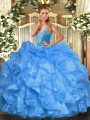 Dynamic Sleeveless Beading and Ruffles Lace Up Quinceanera Dresses