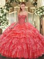 Organza Sleeveless Floor Length Quinceanera Dresses and Beading and Ruffles and Pick Ups