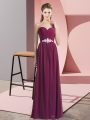 Sleeveless Floor Length Beading Backless Prom Evening Gown with Burgundy