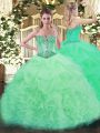 Sweetheart Sleeveless Lace Up Sweet 16 Dress Apple Green Organza