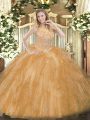 Pretty Ball Gowns Ball Gown Prom Dress Gold Scoop Tulle Sleeveless Floor Length Zipper