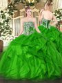 New Style Sleeveless Organza Floor Length Lace Up Ball Gown Prom Dress in with Beading and Ruffles