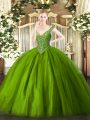 Exquisite Green Sweet 16 Dress Military Ball and Sweet 16 and Quinceanera with Beading V-neck Sleeveless Lace Up