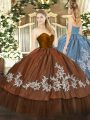 Colorful Brown Ball Gowns Sweetheart Sleeveless Organza and Taffeta Floor Length Zipper Embroidery 15th Birthday Dress