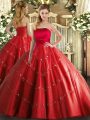 Best Selling Floor Length Ball Gowns Sleeveless Red Quinceanera Dresses Lace Up