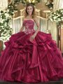 Super Floor Length Red Quinceanera Dresses Strapless Sleeveless Lace Up