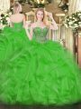 Elegant Floor Length Green Quinceanera Gowns Sweetheart Sleeveless Lace Up