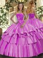 Lilac Sleeveless Organza and Taffeta Lace Up Sweet 16 Dresses for Military Ball and Sweet 16 and Quinceanera
