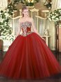 Ideal Sleeveless Beading Lace Up Quinceanera Gown