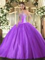 Luxurious Floor Length Lavender Ball Gown Prom Dress Sweetheart Sleeveless Lace Up