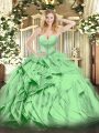Best Ball Gowns Beading and Ruffles Ball Gown Prom Dress Lace Up Organza Sleeveless Floor Length