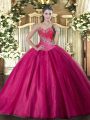 Low Price Floor Length Ball Gowns Sleeveless Fuchsia Quinceanera Dress Lace Up