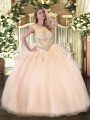 Pretty Organza Sleeveless Floor Length 15 Quinceanera Dress and Beading