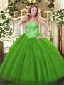 Sequined Sleeveless Floor Length Sweet 16 Dress and Appliques