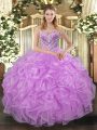 Floor Length Lilac Quinceanera Gown Sweetheart Sleeveless Lace Up