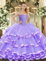 Sleeveless Beading and Ruffled Layers Lace Up Sweet 16 Quinceanera Dress