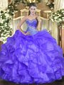 Sweetheart Sleeveless Lace Up Vestidos de Quinceanera Lavender Organza