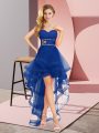 Custom Made Royal Blue A-line Beading Juniors Party Dress Lace Up Tulle Sleeveless Floor Length