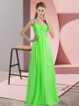 Amazing Floor Length Lace Up Custom Made Green for Prom and Party with Beading