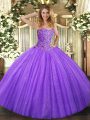 New Arrival Sweetheart Sleeveless Tulle Quinceanera Gown Beading Lace Up