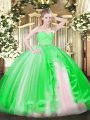 Fitting Green Sleeveless Beading and Lace and Ruffles Floor Length Sweet 16 Dress