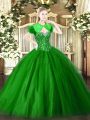 Fantastic Green Sweetheart Neckline Beading Quinceanera Dresses Sleeveless Lace Up