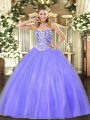 Unique Floor Length Lavender Sweet 16 Dresses Sweetheart Sleeveless Lace Up