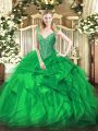 Captivating Organza Sleeveless Floor Length 15 Quinceanera Dress and Beading and Ruffles