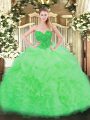 Apple Green Sweetheart Lace Up Ruffles Ball Gown Prom Dress Sleeveless